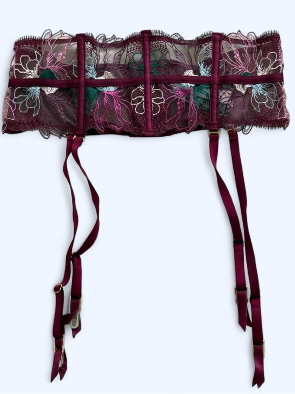 FREE SHIPPING Victoria's Secret Floral Embroidered Garter Belt – NWT